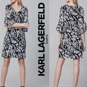 KARL LAGERFELD Navy Lace Overlay Dress